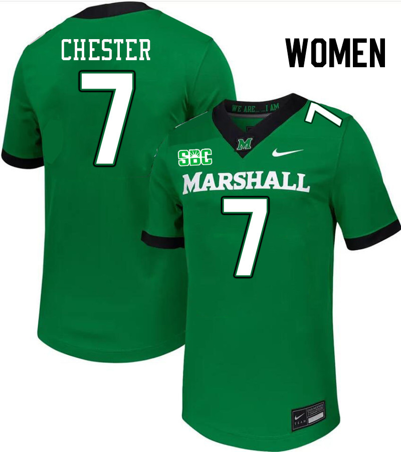 Women #7 Carl Chester Marshall Thundering Herd SBC Conference College Football Jerseys Stitched-Gree